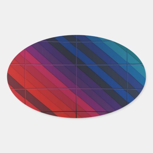 Multicolor-Übergang mit Gitter Ovaler Aufkleber (Vorderseite)