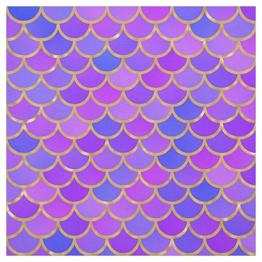Multicolor und Gold Foil Mermaid Scales Stoff (Muster)