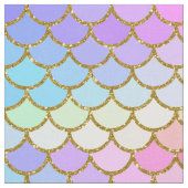 Multicolor- und Gold-Glitzer-Meerjungenskala Stoff (Nahaufnahme)
