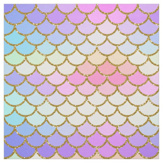 Multicolor- und Gold-Glitzer-Meerjungenskala Stoff (Muster)