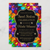 Multicolor- und Gold-Hartglas-Süßstoff 16 Einladung (Vorne/Hinten)