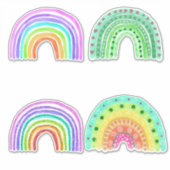 Multicolor- und grüne Wasserfarbenräbows Aufkleber (Vorderseite)