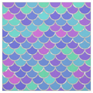 Multicolor- und Silberfolien-Mermaid-Skalen Stoff