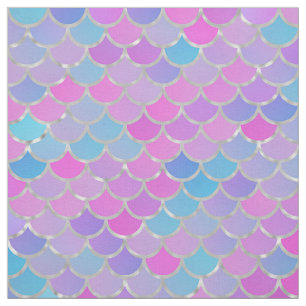 Multicolor- und Silberfolien-Mermaid-Skalen Stoff