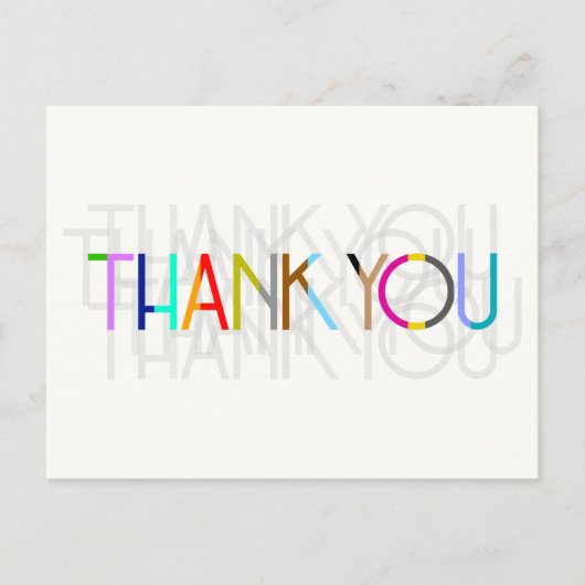 Multicolor Vielen Dank Typografie Postcard Postkarte (Vorderseite)