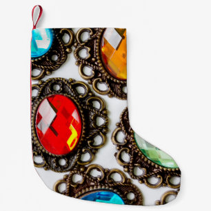 Multicolor-Vintage Brocken auf weißem Untergrund Kleiner Weihnachtsstrumpf