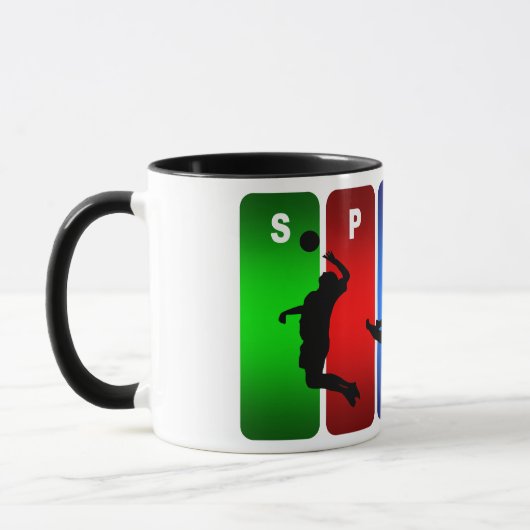 Multicolor-Volleyball-Emblem Tasse (Links)