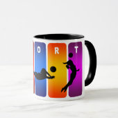 Multicolor-Volleyball-Emblem Tasse (VorderseiteRechts)