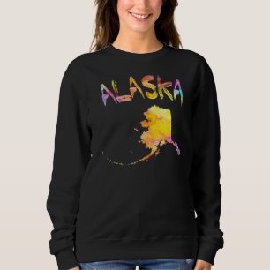 Multicolor Watercolor Alaska Staat Karte Sweatshirt