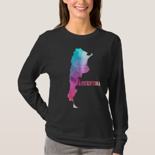 Multicolor Watercolor Argentina Map Digital Artwor T-Shirt
