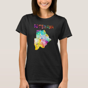 Multicolor Watercolor Botswana Karte Digitales Kun T-Shirt