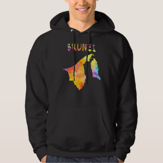 Multicolor Watercolor Brunei Karte Digitales Kunst Hoodie