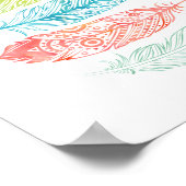 Multicolor Watercolor Feathers Tribal Print Poster (Ecke)