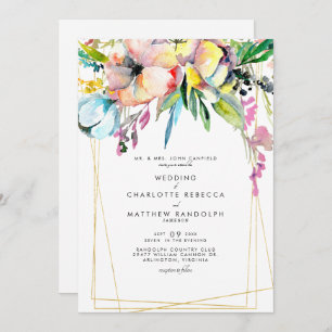Multicolor Watercolor Floral Wedding Einladung