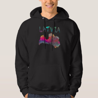 Multicolor Watercolor Lettland Karte Digitale Kart Hoodie
