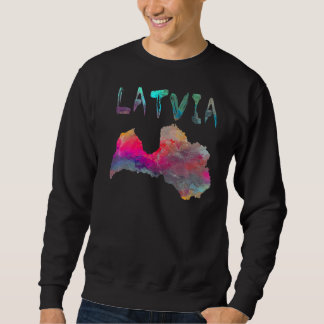 Multicolor Watercolor Lettland Karte Digitale Kart Sweatshirt