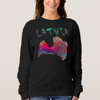Multicolor Watercolor Lettland Karte Digitale Kart Sweatshirt