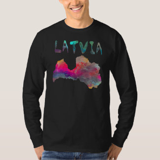 Multicolor Watercolor Lettland Karte Digitale Kart T-Shirt