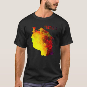 Multicolor Watercolor Tansania Karte T-Shirt