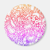 Multicolor Wavy Circles Square Abstract Drawing Magnet (Vorne)