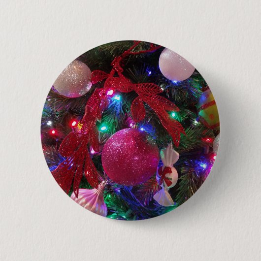 Multicolor Weihnachtsbaum Bunter Urlaub Button (Vorderseite)