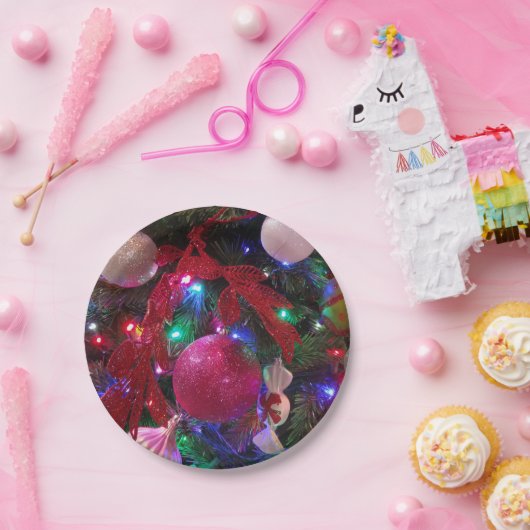 Multicolor Weihnachtsbaum Bunter Urlaub Pappteller (Party)