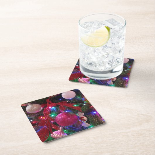 Multicolor Weihnachtsbaum Bunter Urlaub Rechteckiger Pappuntersetzer (Vor Ort)