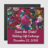 Multicolor Weihnachtsbaum Save the Date farbenfroh Magnetkarte (Vorne/Hinten)