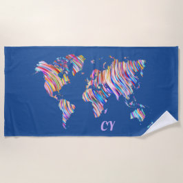 Multicolor-Weltkarte Strandtuch