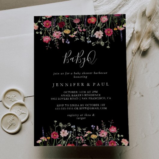 Multicolor Wildblume BabyQ Baby Duschgrill Einladung