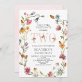 Multicolor Wildblume Wreath Girls 2. Geburtstag Einladung (Vorne/Hinten)