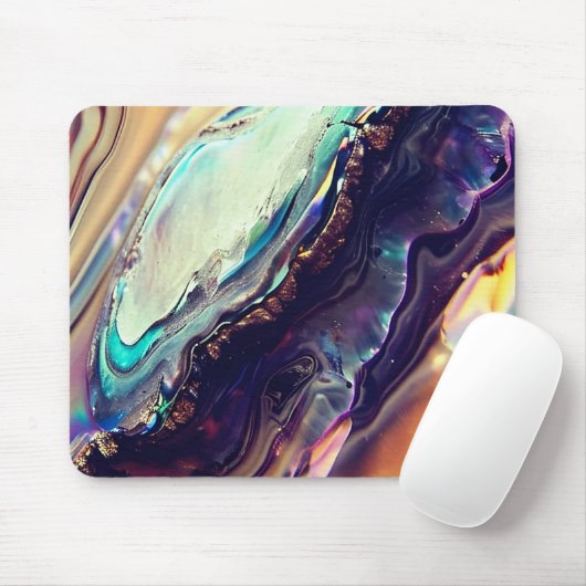 Multicolor wirbelnde Streifen aus glänzendem Felse Mousepad (Mit Mouse)
