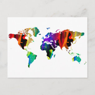 MULTICOLOR WORLD MAP PRODUCTS POSTKARTE