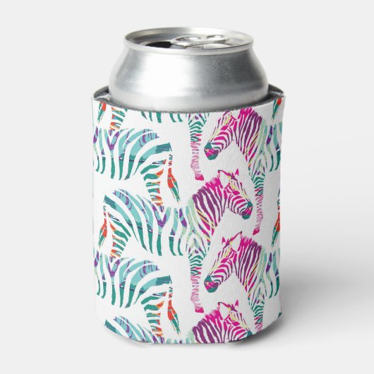 Multicolor Zebra: Modedschungel Print. Dosenkühler (Kanne Vorderseite)