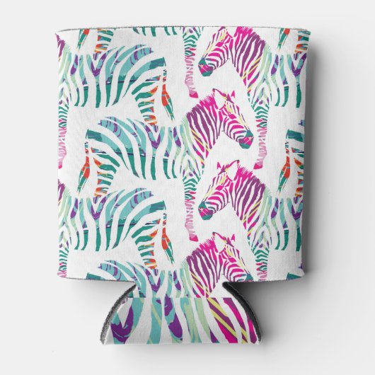 Multicolor Zebra: Modedschungel Print. Dosenkühler (Vorderseite)