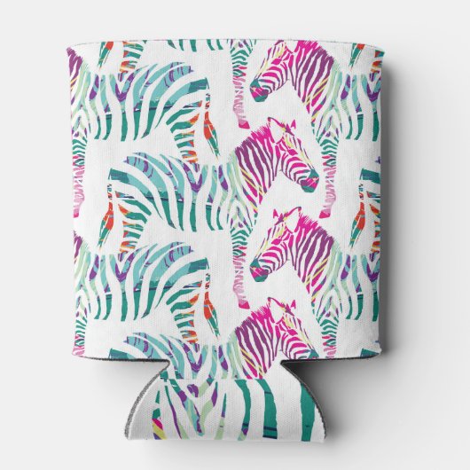 Multicolor Zebra: Modedschungel Print. Dosenkühler (Rückseite)