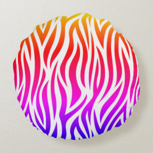 Multicolor Zebra Print Round Throw Kissen