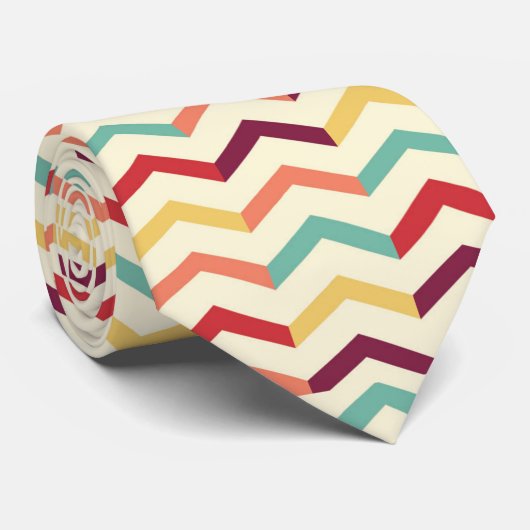 Multicolor-Zickzack Muster Krawatte (Gerollt)