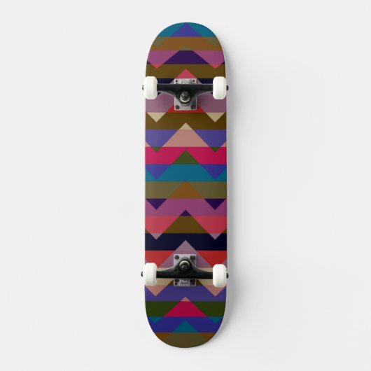 Multicolor Zickzack Zigzag Streifenmuster 9 Skateboard (Vorderseite)