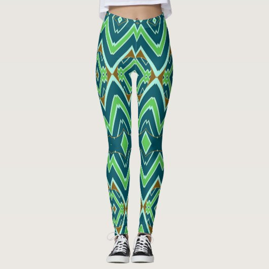 Multicolor zigzag Klassiker "Ratti_Creative_Arts" Leggings (Vorderseite)