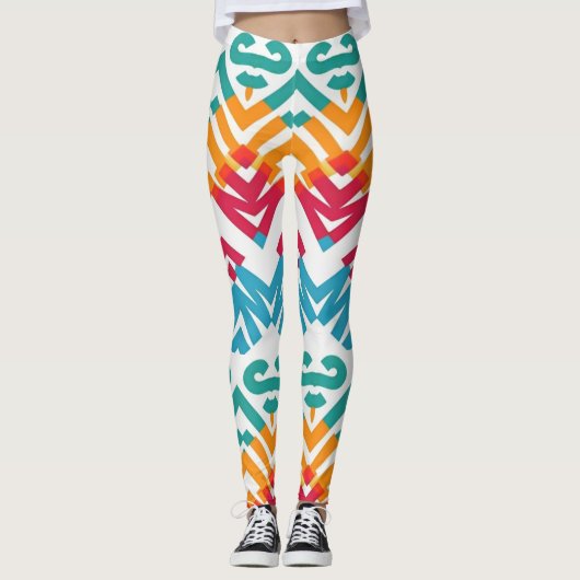 Multicolor zigzag Muster "Ratti_Creative_Arts" L Leggings (Vorderseite)