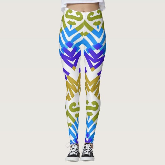 Multicolor zigzag Muster "Ratti_Creative_Arts" L Leggings (Vorderseite)