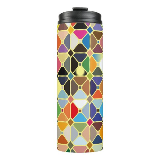Multicolore geometrische Muster mit Achteckform Thermosbecher (Vorderseite)