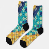 Multicolored Blue & Yellow Argyle Plaid Socken (Linkes Detail)