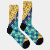 Multicolored Blue & Yellow Argyle Plaid Socken (Rechts)