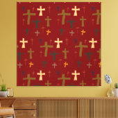 Multicolored Christian Crosses Art on Red Leinwanddruck (Insitu (Wohnzimmer))