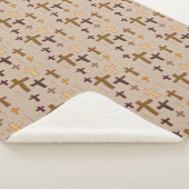 Multicolored Christian Crosses on Beige Sherpadecke (3/4)