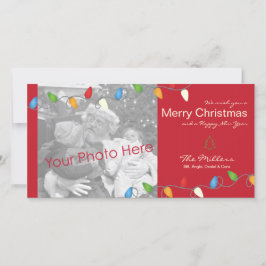 Multicolored Christmas Lights Holiday Foto Card Feiertagskarte