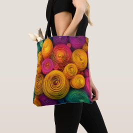 Multicolored concentric circles abstract texture tasche
