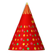 Multicolored Confetti on Red Partyhütchen (Links)